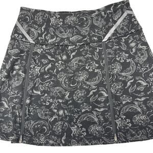 Title 9 Black Gray Floral Printed‎ Skirt Zip Pleat Tennis Pickleball Skirt Sz S